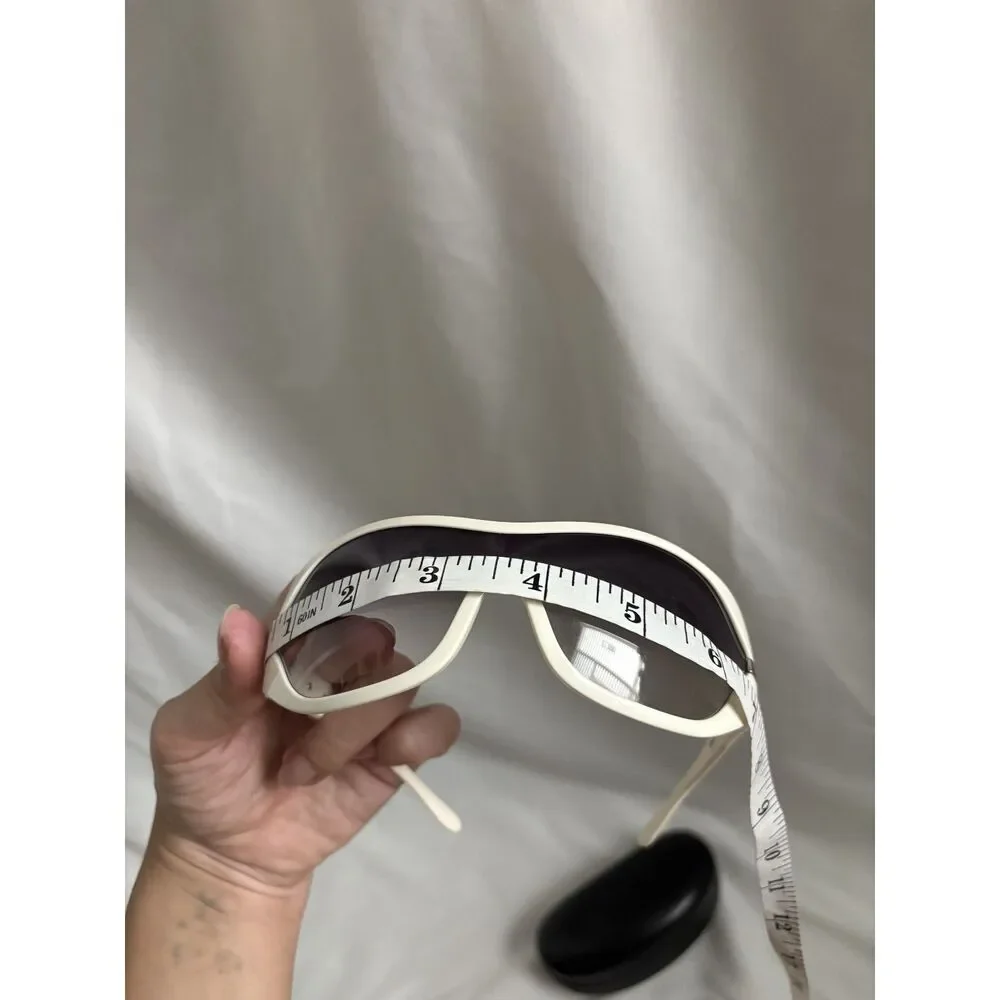 Authentic Prada 2000s 'SPR12G' Sports Wrap Mask Shield Sunglasses White Gradient